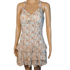 Wildcat Dress Halter Floral Ruffled Mini Size Small